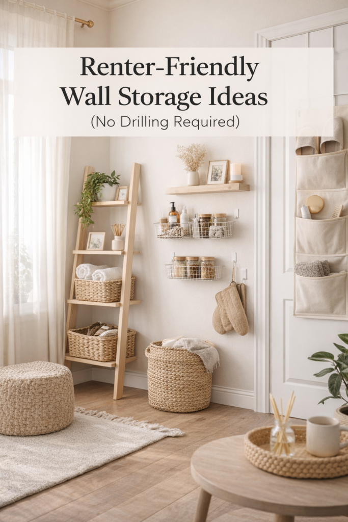 renter friendly wall storage ideas for small apartments no drill shelves